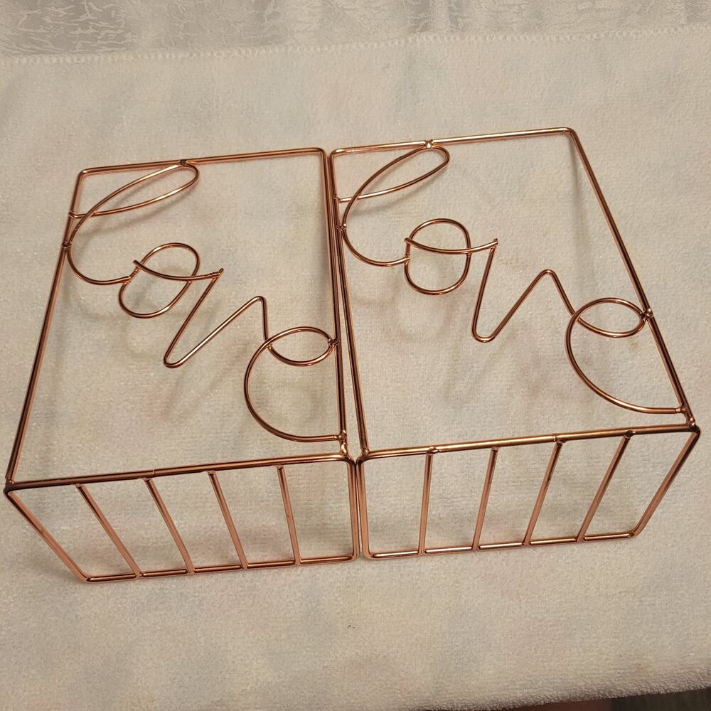 Metal Shaped Love Bookends or Desk Storage. Cooper Color